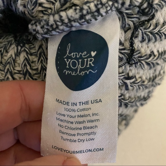 Love your melon navy and white slouch beanie hat with removable Pom Pom - Picture 6 of 6